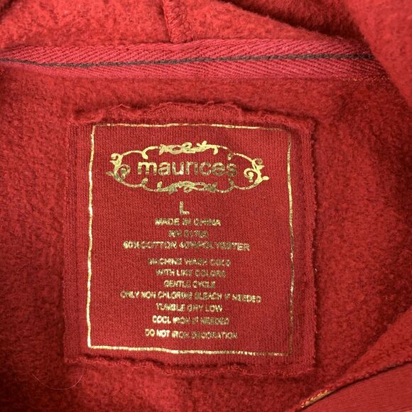 Maurices Womens Hoodie Sweatshirt Large Long Sleeve Striped Floral Sequin Pocket - Picture 8 of 8